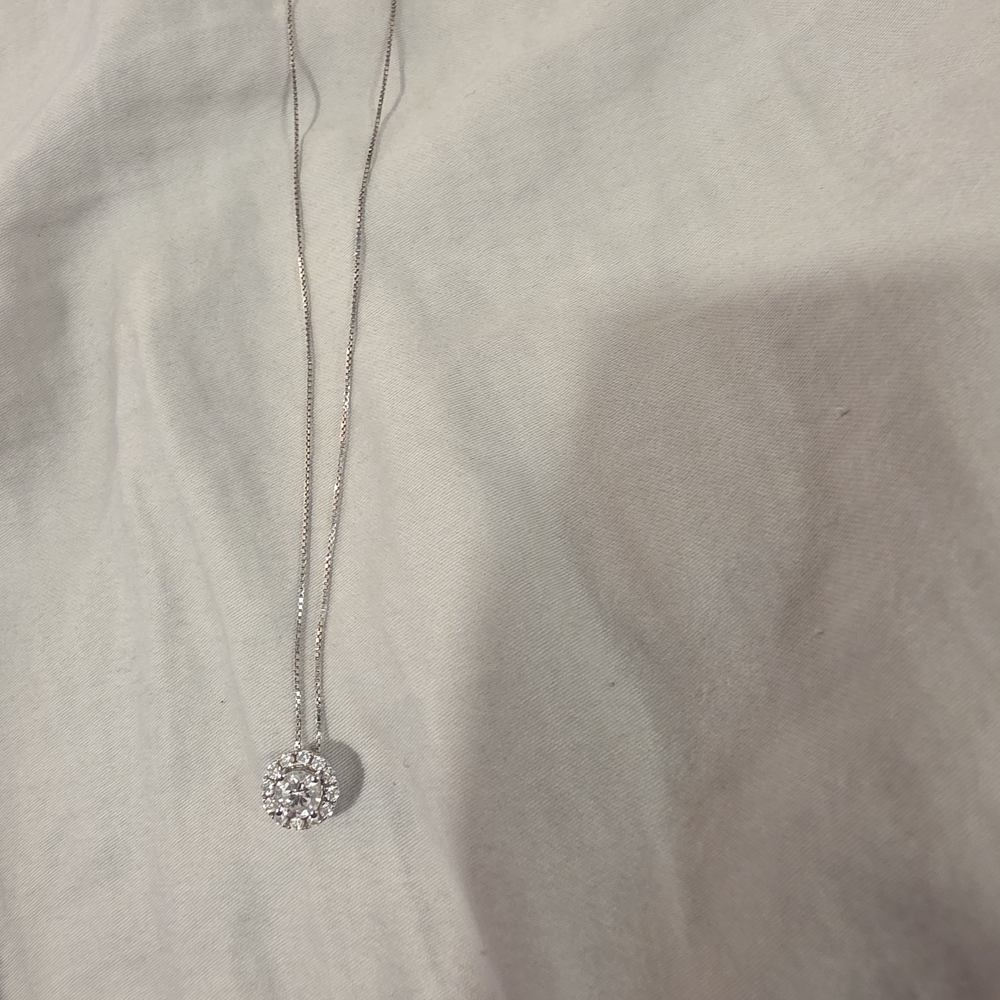 White Gold Diamond Halo Floater Necklace